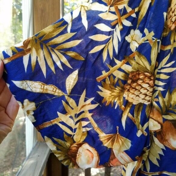-Caribbean Joe Blue Aloha Print Hawaiian Shirt XL - Picture 5 of 8
